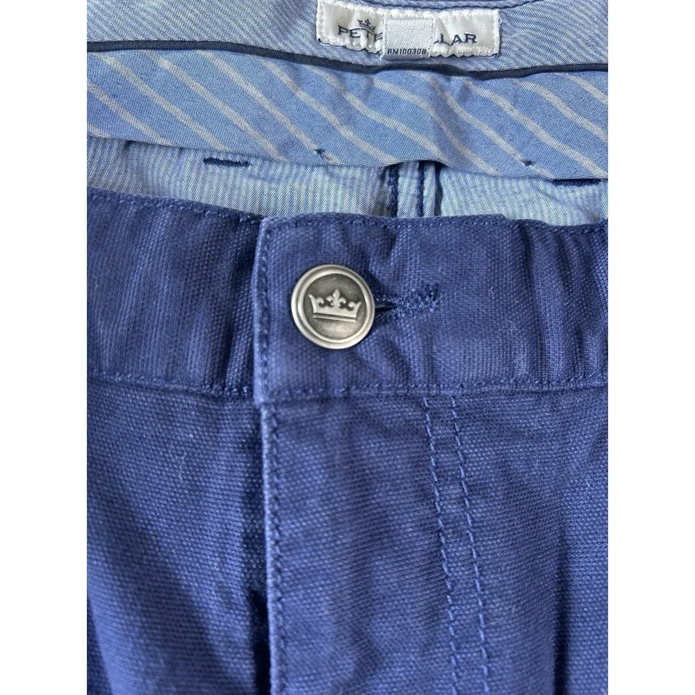 Peter Millar Crown Vintage Canvas Pants Men 38x33 Blue‎ 5-Pocket Stretch MF18B86